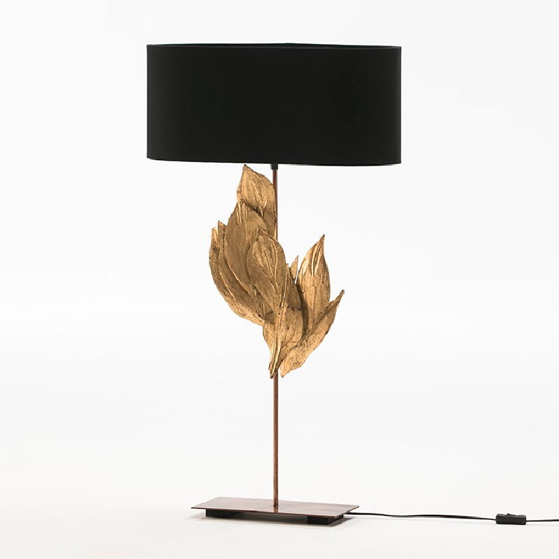 Lampe de Table avec abat-jour 30x15x76 Métal Bois Noir - image 52936