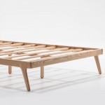 Bed 150X227X90 Wood Fabric Beige