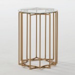 Auxiliary Table 46X46X65 Glass Metal Golden