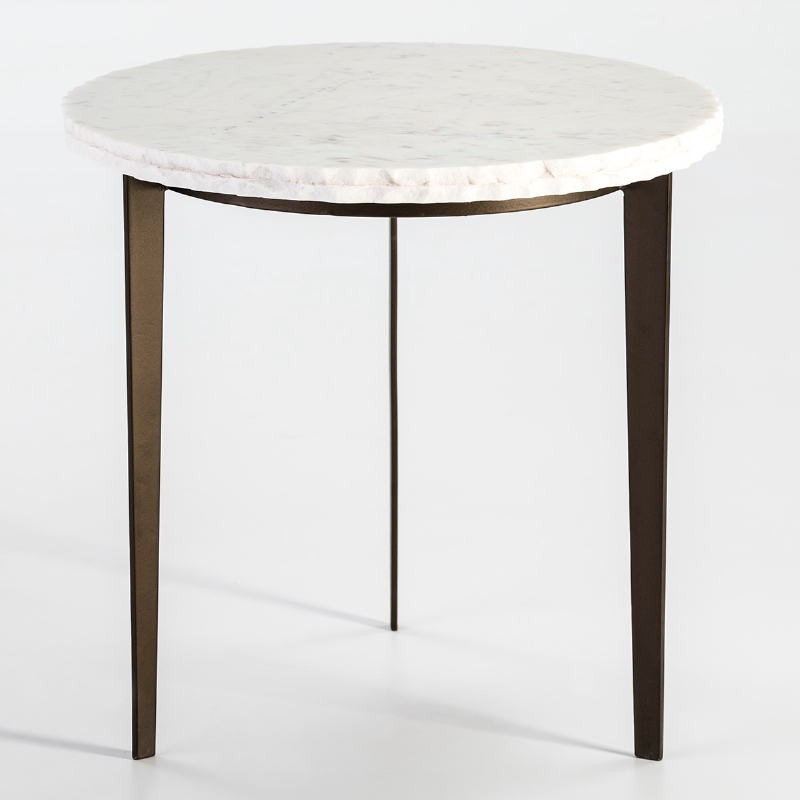 Auxiliary Table 51X51X56 Metal Golden Marble White - image 53002