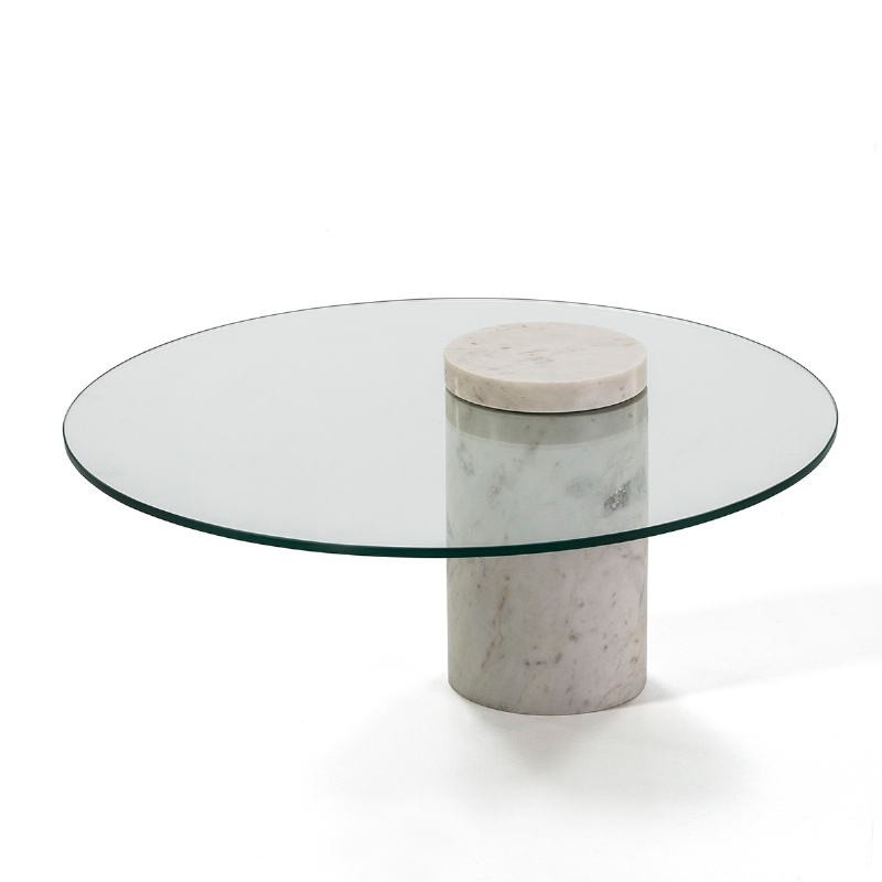 Mesa de Centro Redonda II en mármol y vidrio – hogari