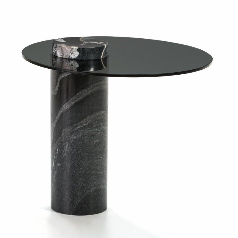 Auxiliary Table 51X43 Glass Black Granite Black - image 53007