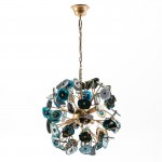 Hanging Lamp 55X55X55 Metal Golden Agate Blue