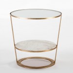 Auxiliary Table 56X56X56 Glass Marble White Metal Golden