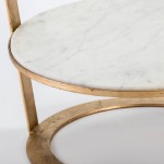 Auxiliary Table 56X56X56 Glass Marble White Metal Golden