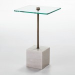 Auxiliary Table 40X40X66 Glass Metal Marble White