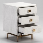 Bedside Table 3 Drawers 42X40X60 Metal Golden Wood White