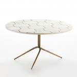 Coffee Table 82X82X44 Metal Golden Marble White