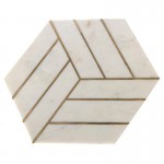 Side Table 44X44X58 Metal Golden Marble White
