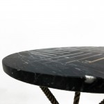 Side Table 40X40X58 Metal Golden Marble Black