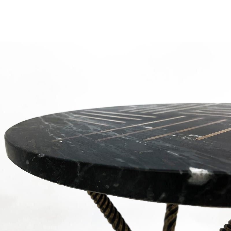 Side Table 40X40X58 Metal Golden Marble Black - image 53211