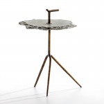 Side Table 52X48X70 Metal Golden Stone Grey