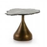 Side Table 60X60X50 Metal Golden Stone Black