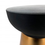 Side Table 40X40X43 Granite Black Metal Golden Black