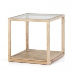 Auxiliary Table 60X60X60 Glass Wood White Veiled
