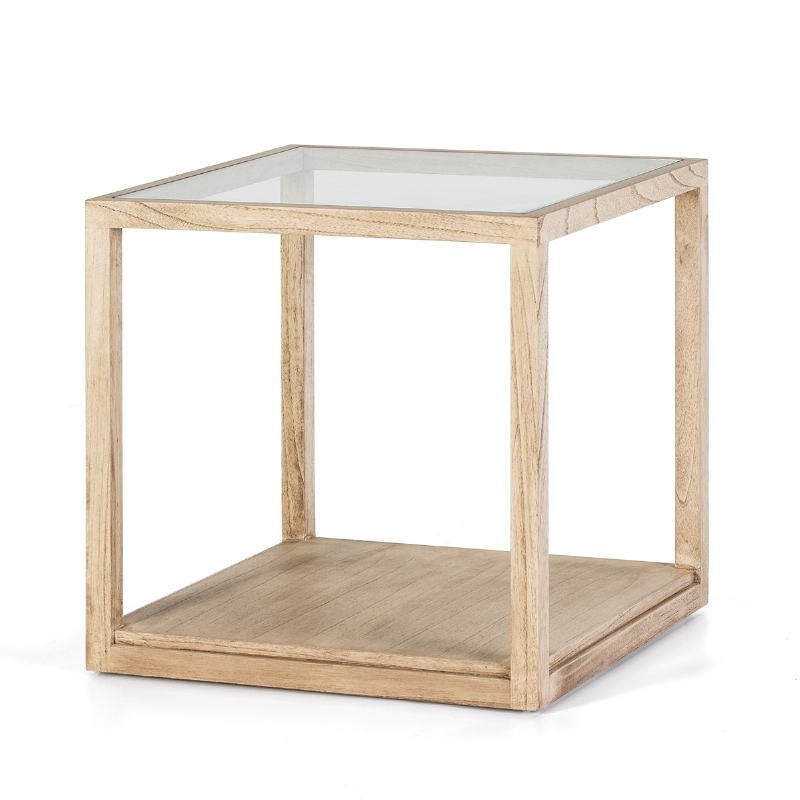 Auxiliary Table 60X60X60 Glass Wood White Veiled - image 53285