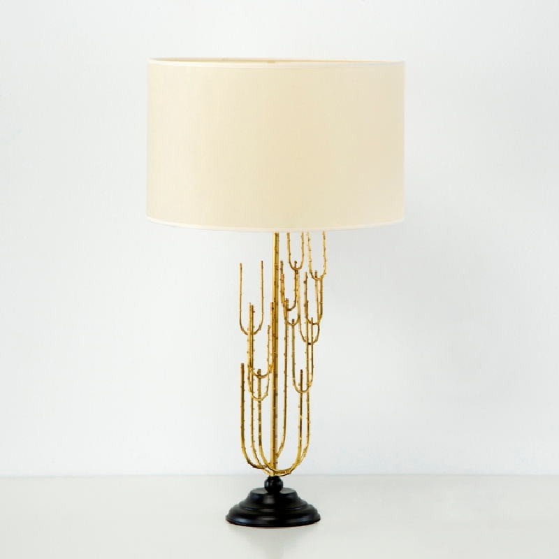 Table Lamp Without Lamp Shade 17X50 Metal Golden - image 53358
