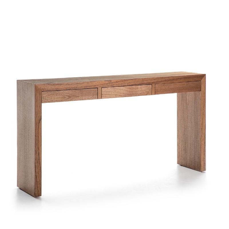 Console 3 Drawers 140X30X75 Wood Natural Veiled - image 53397