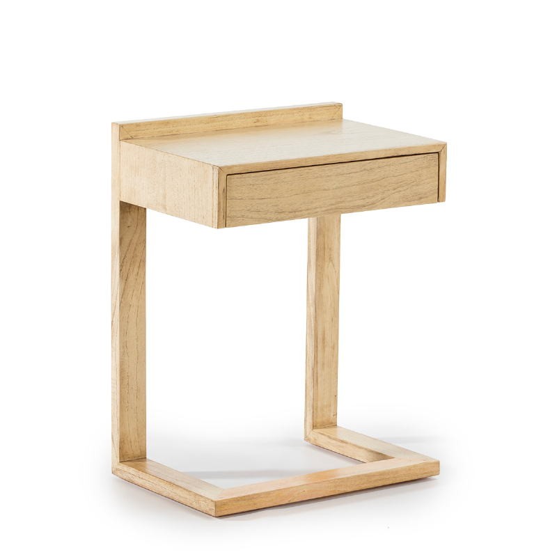 Bedside Table 50X35X66 Wood White Veiled - image 53435