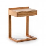 Bedside Table 50X35X66 Wood Natural Veiled