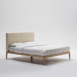 Bed 158X205X106 Ash Wood P.Leather Beige