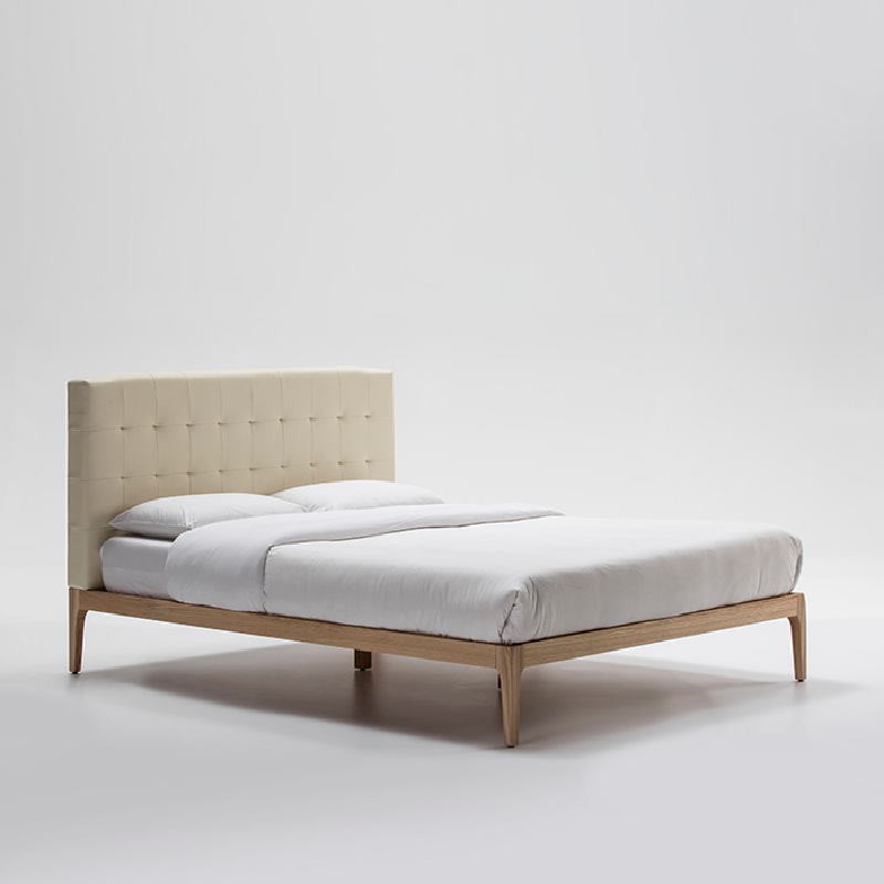 Bed 158X205X106 Ash Wood P.Leather Beige - image 53501