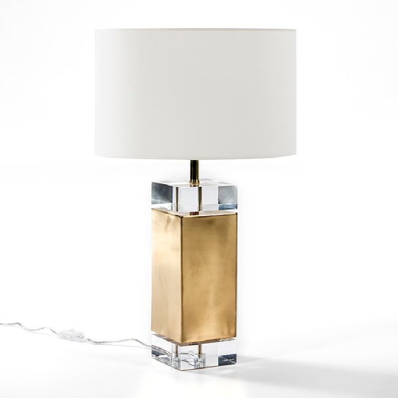 Lampe de Table sans abat-jour 13x13x50 Acrylique Métal Doré - image 53516