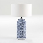 Lampada Da Tavolo Senza Paralume 20X51 Ceramica Bianco Blu