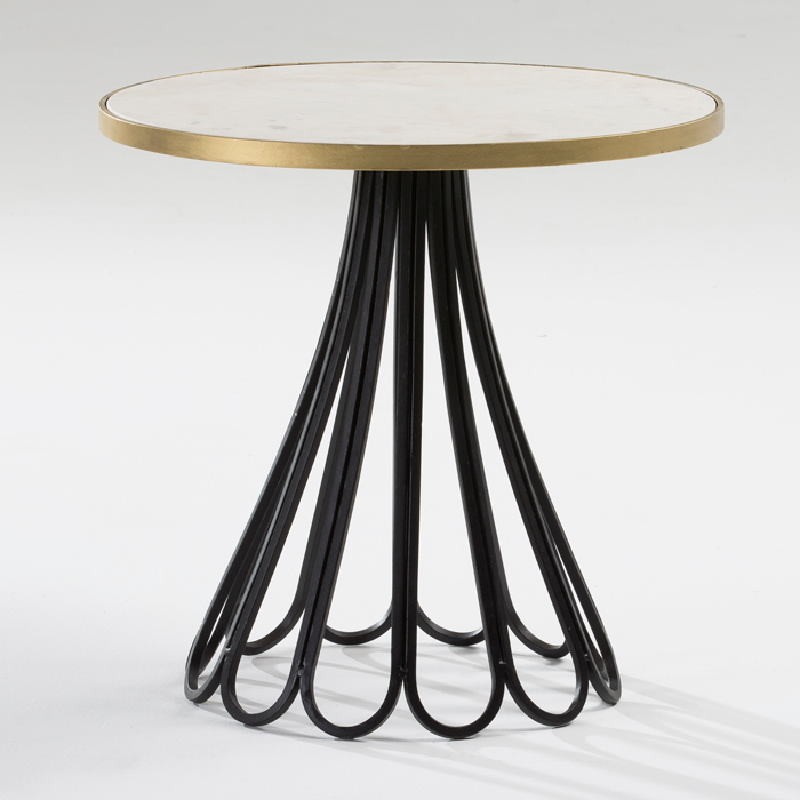 Auxiliary Table 60X58 Metal Black Gold Marble White - image 53879