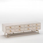 Tv Furniture 160X45X50 Metal Gold Wood White