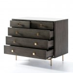 Chest Of Drawers 5 Drawers 110X55X95 Metal Gold Wood Black