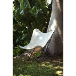 Garden butterfly chair in fabric Sumbrella SUNSHINE MARIPOSA foot black metal (white, ivory)