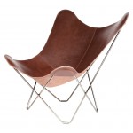 Italian leather butterfly chair PAMPA MARIPOSA chrome foot (chocolate brown)