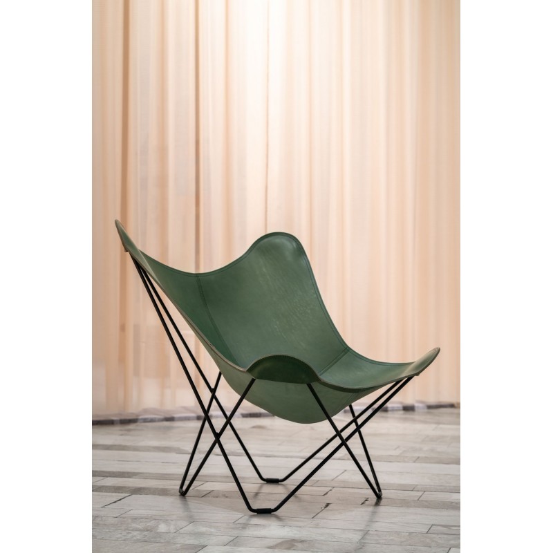 Italian leather butterfly chair PAMPA MARIPOSA chrome foot (green) - image 54204