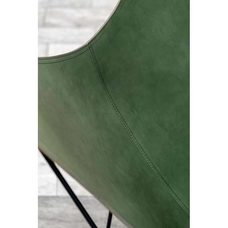 Sedia farfalla in pelle italiana PAMPA MARIPOSA piede in metallo nero (verde) - image 54270