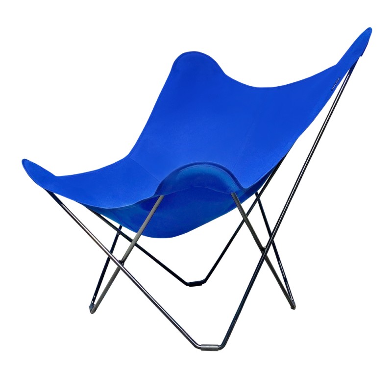 Vegetable butterfly chair in fabric Sumbrella SUNSHINE MARIPOSA black metal foot (Atlantic blue) - image 54284