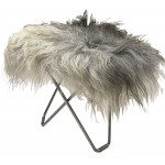 Sheepskin foot rests, long hairs FLYING GOOSE ICELAND chrome foot (white, grey)