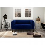 Fixed sofa 2 places velvet feet pins black AURORE Blue