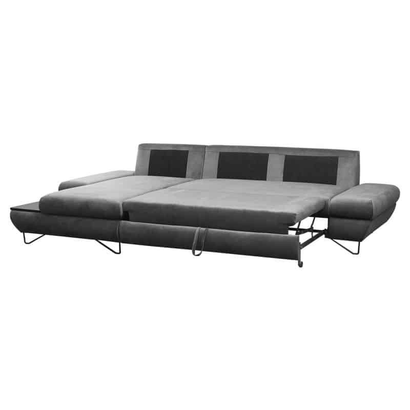 Corner sofa convertible velvet Left Side ODDA Grey - image 54330