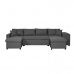 Sofa bed 6 places fabric Niche on the right KATIA Dark grey