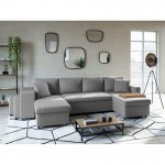 Sofa bed 6 places fabric Niche on the left KATIA Light grey