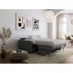 Sofa bed 3 places leather Mattress 140 cm NOELISE Grey