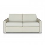 Sofa bed 3 places leather Mattress 140 cm NOELISE Beige