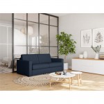 Sofa bed 3 places fabric Mattress 140 cm NOELISE Dark blue