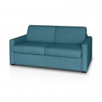 Sofa bed 3 places fabric Mattress 160 cm NOELISE Blue duck