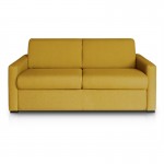 Sofa bed 3 places fabric Mattress 160 cm NOELISE Yellow
