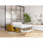 Sofa bed 3 places fabric Mattress 160 cm NOELISE Yellow