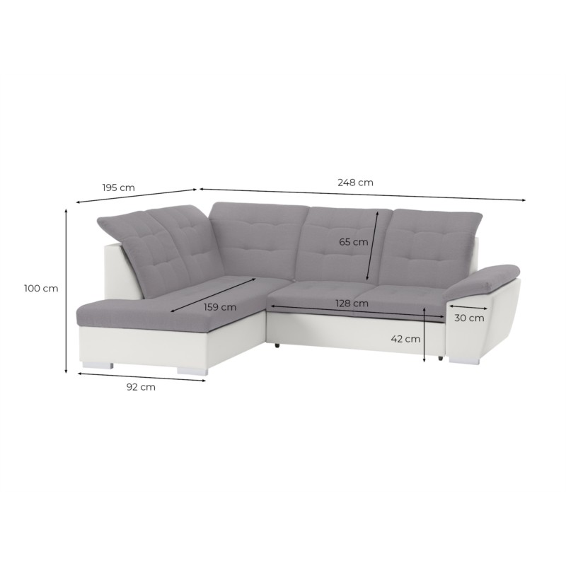 Convertible corner sofa 4 places Left angle DIMITRY Grey, white - image 54706
