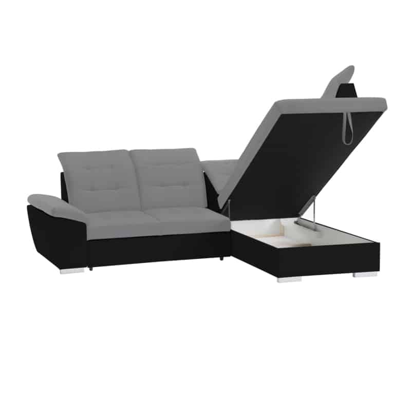 Convertible corner sofa 4 places Right Angle DIMITRY Grey, black - image 54719