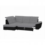 Convertible corner sofa 4 places Left angle DIMITRY Grey, black